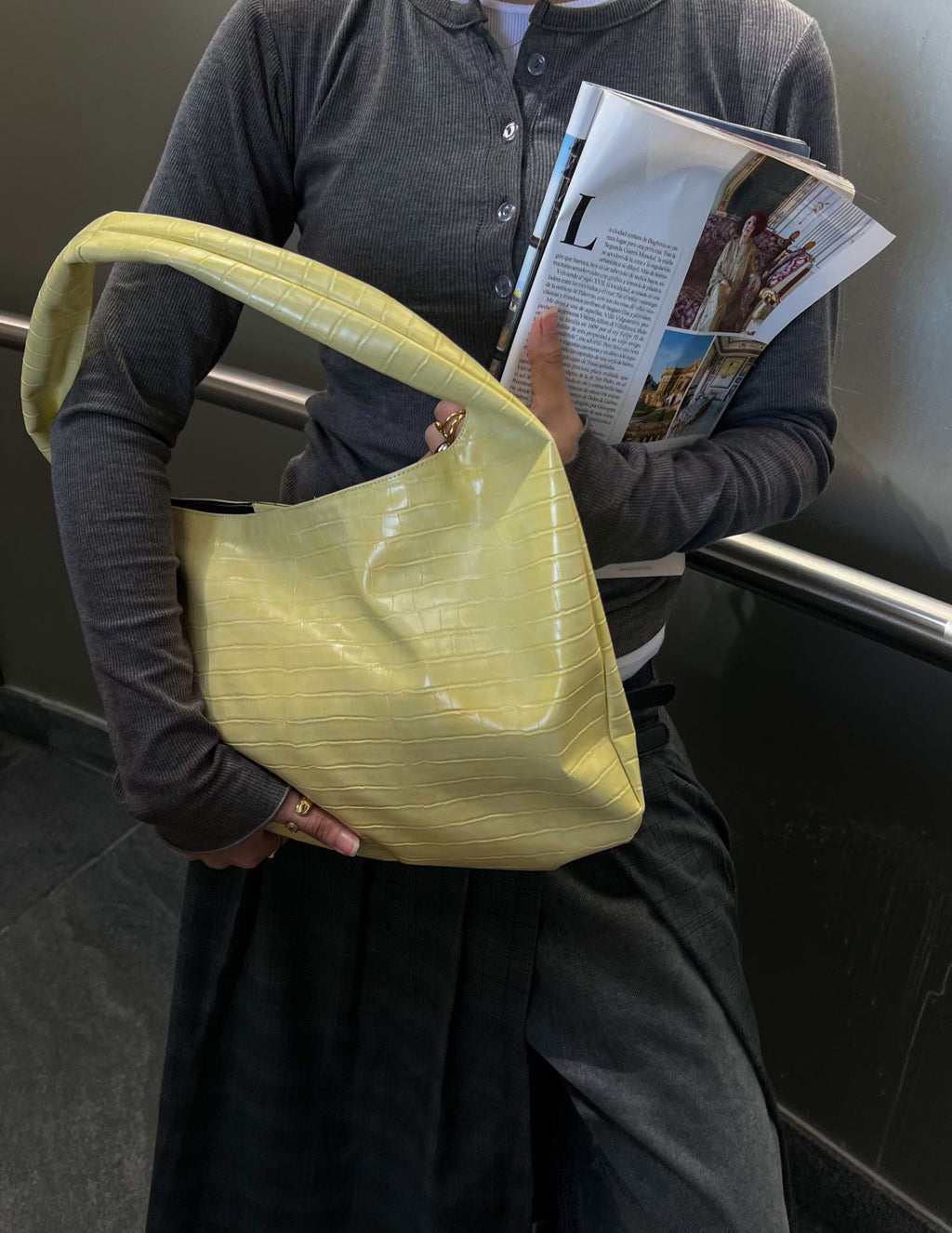 HELIO- CROCO BAG YELLOW