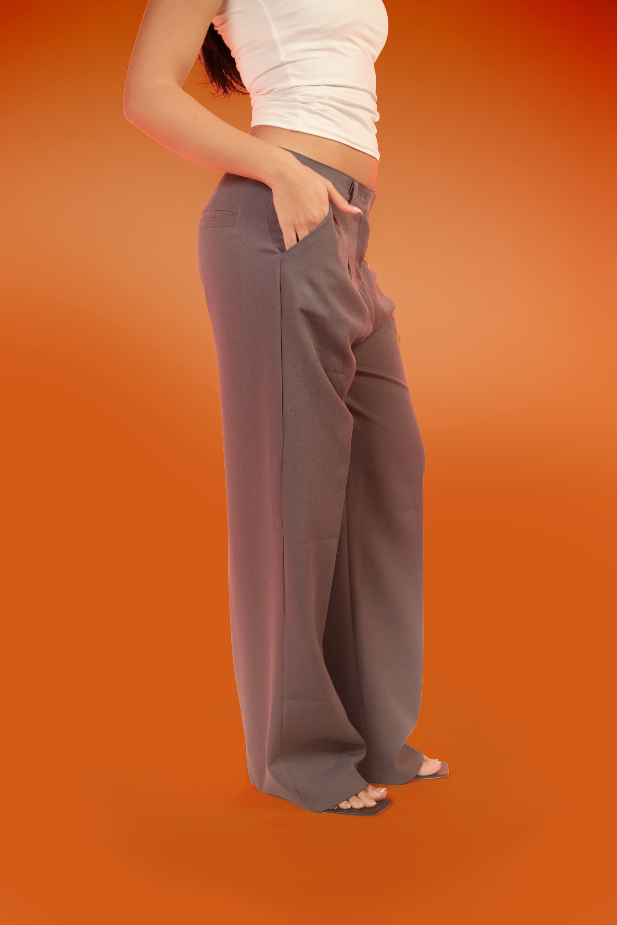 RICHNESS- Structured Wide Pants - Gray