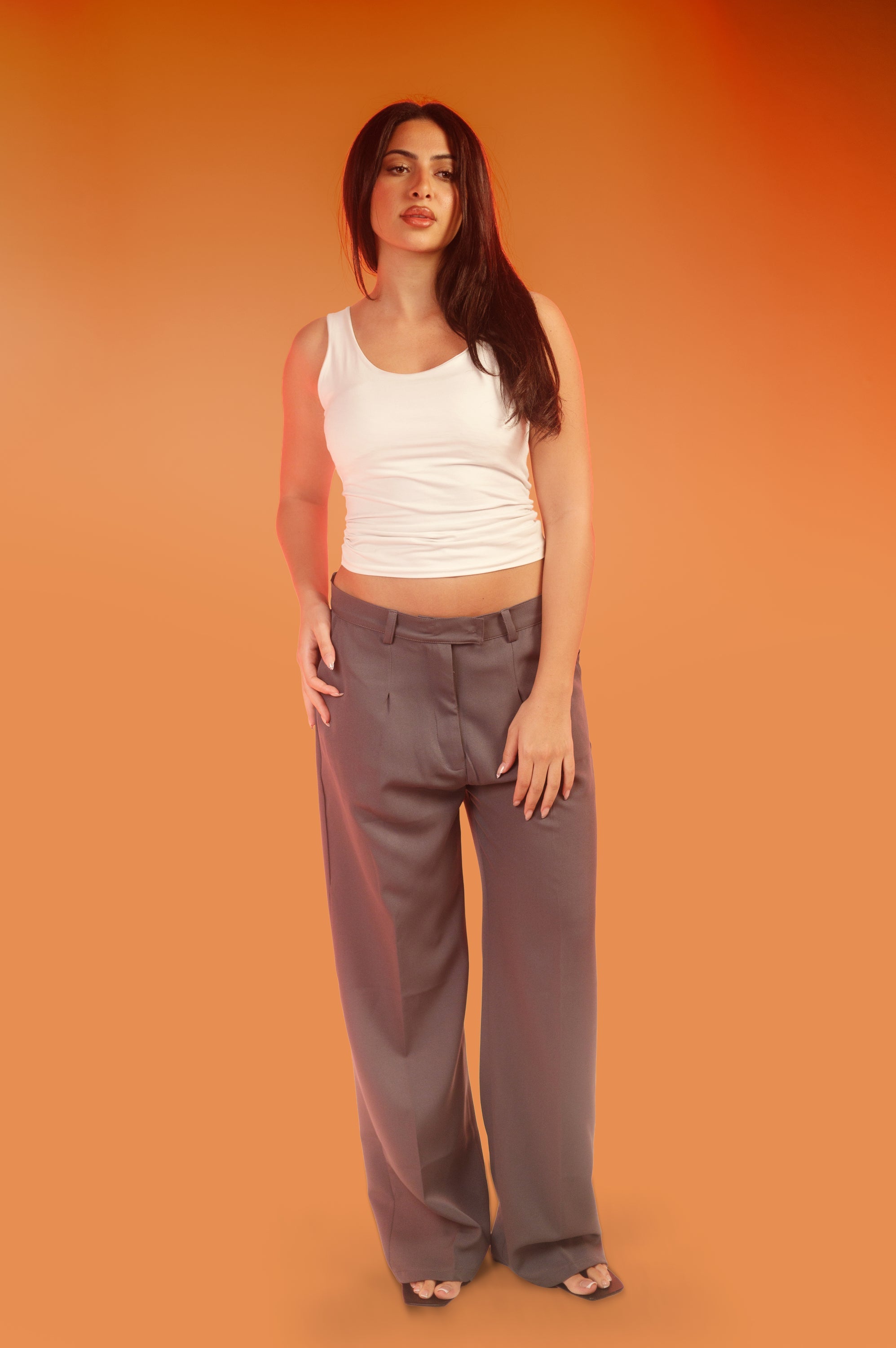 RICHNESS- Structured Wide Pants - Gray