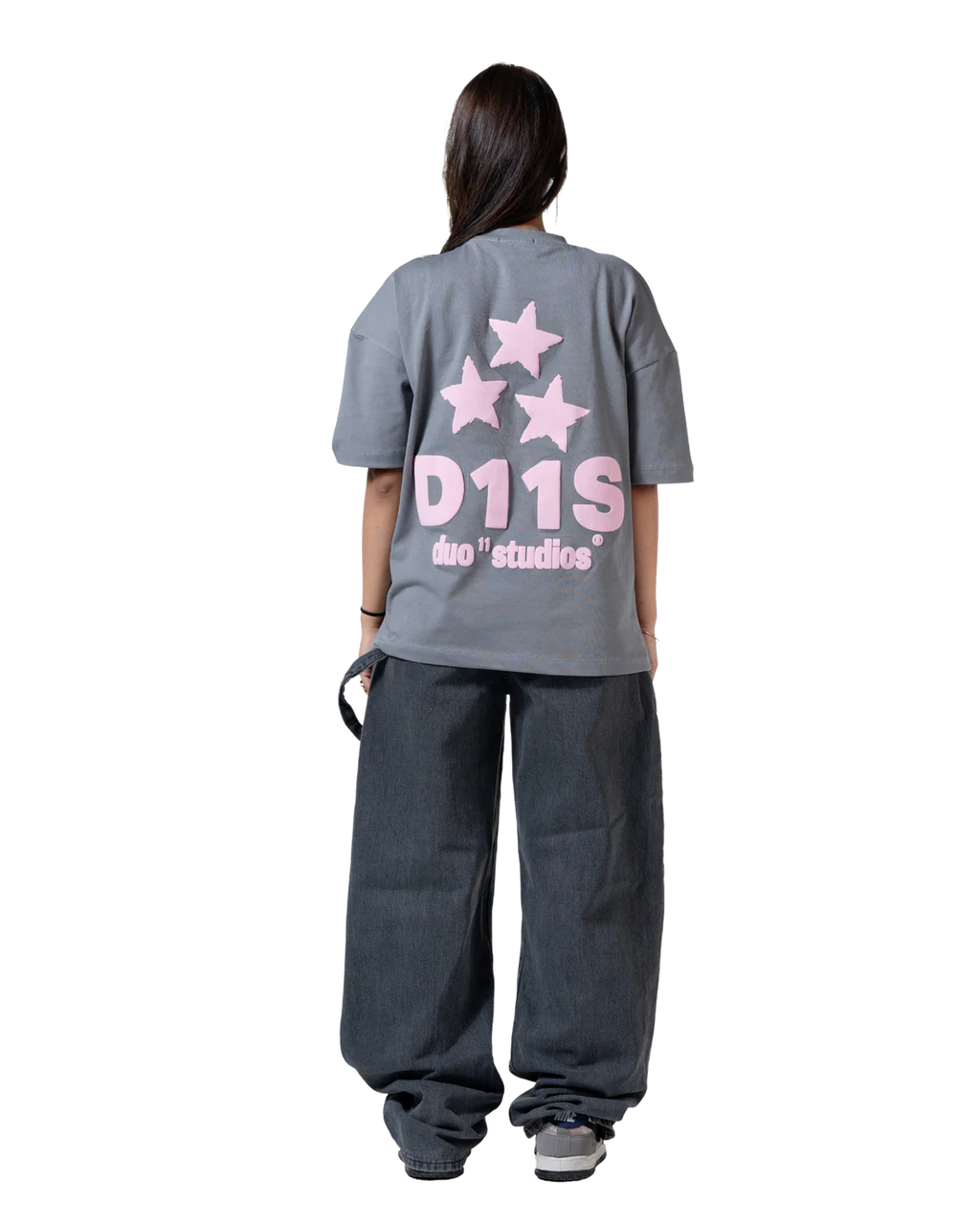 Duo11- Stars Printed T-shirt- Grey