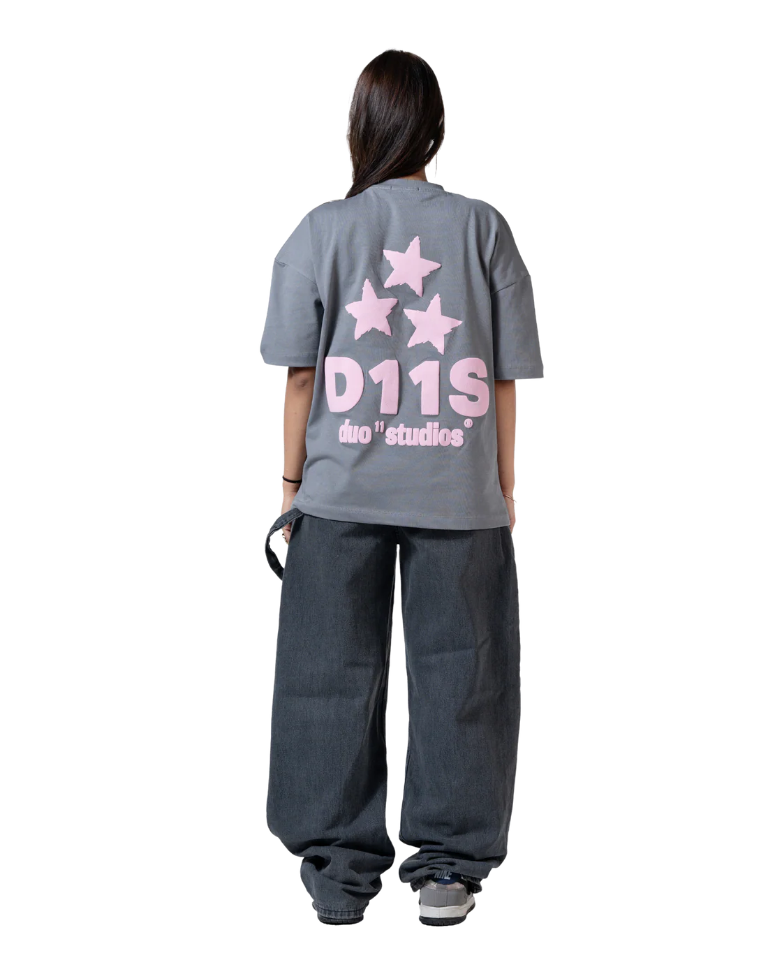 Duo11- Stars Printed T-shirt- Grey
