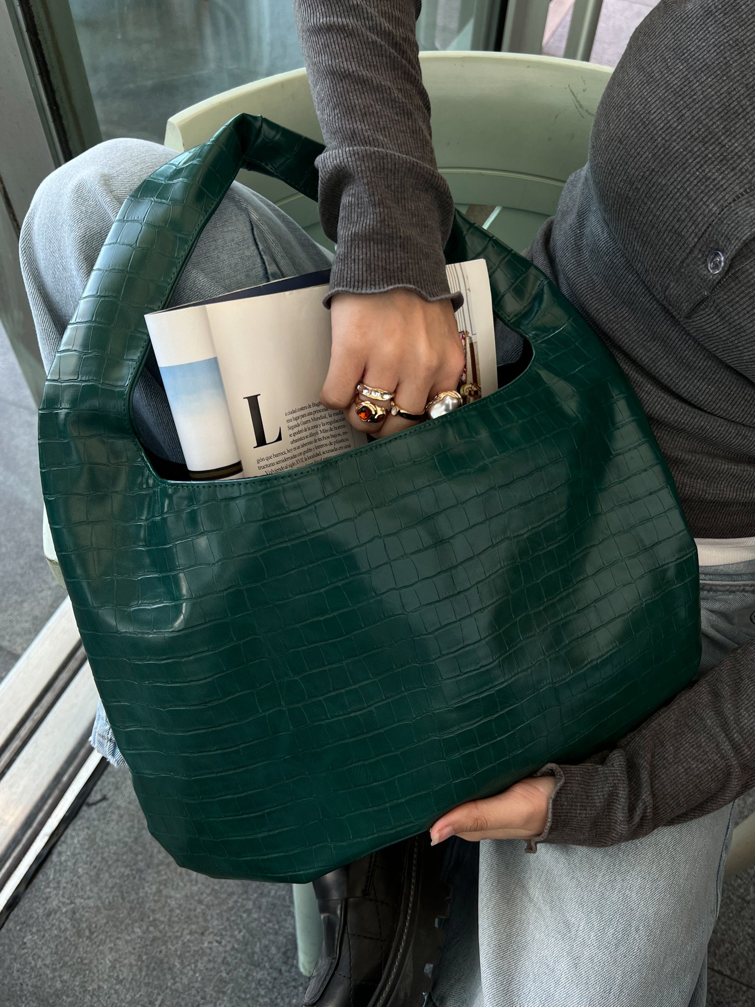 HELIO-CROCO BAG GREEN