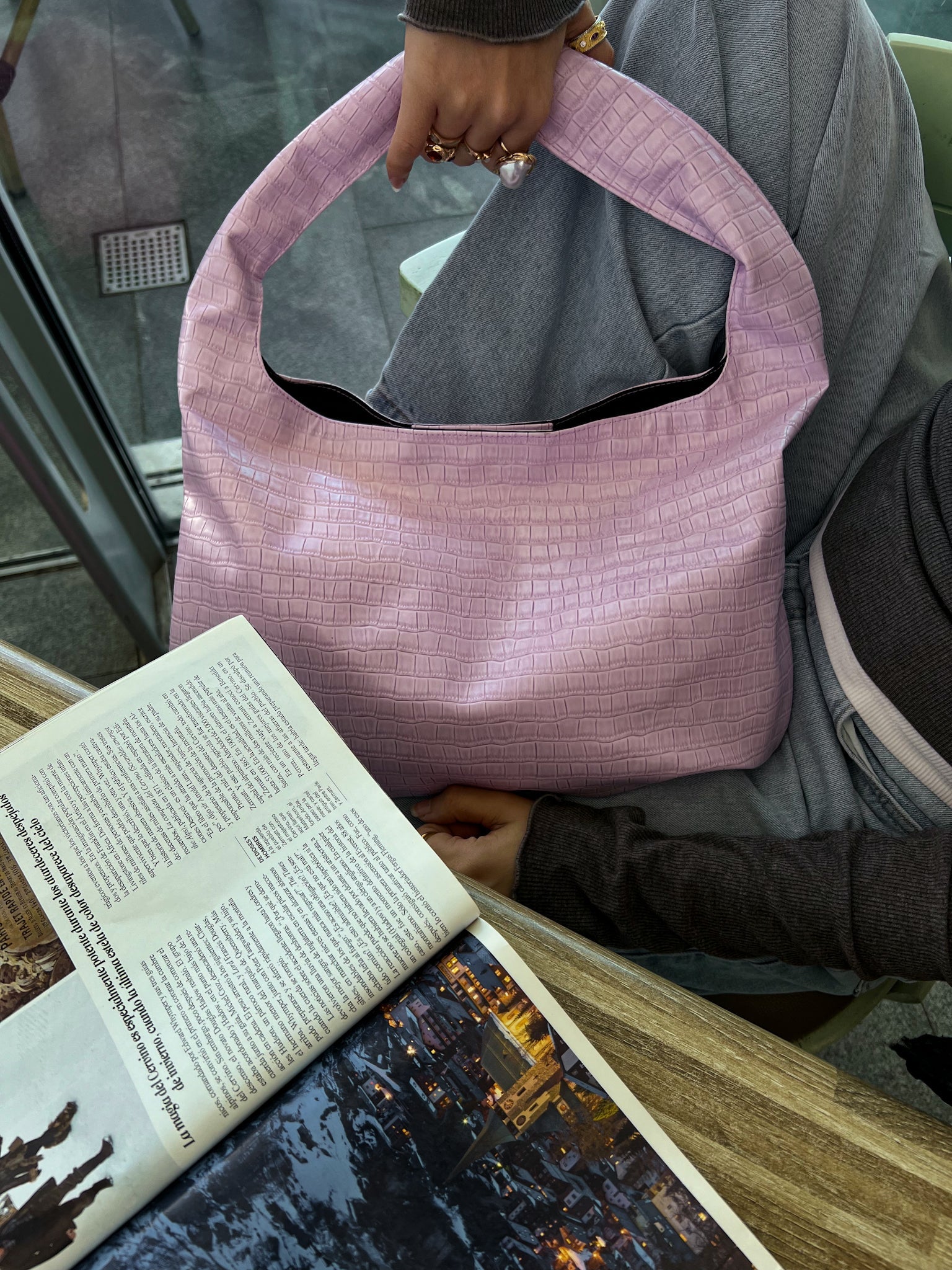 HELIO- CROCO BAG LAVENDER