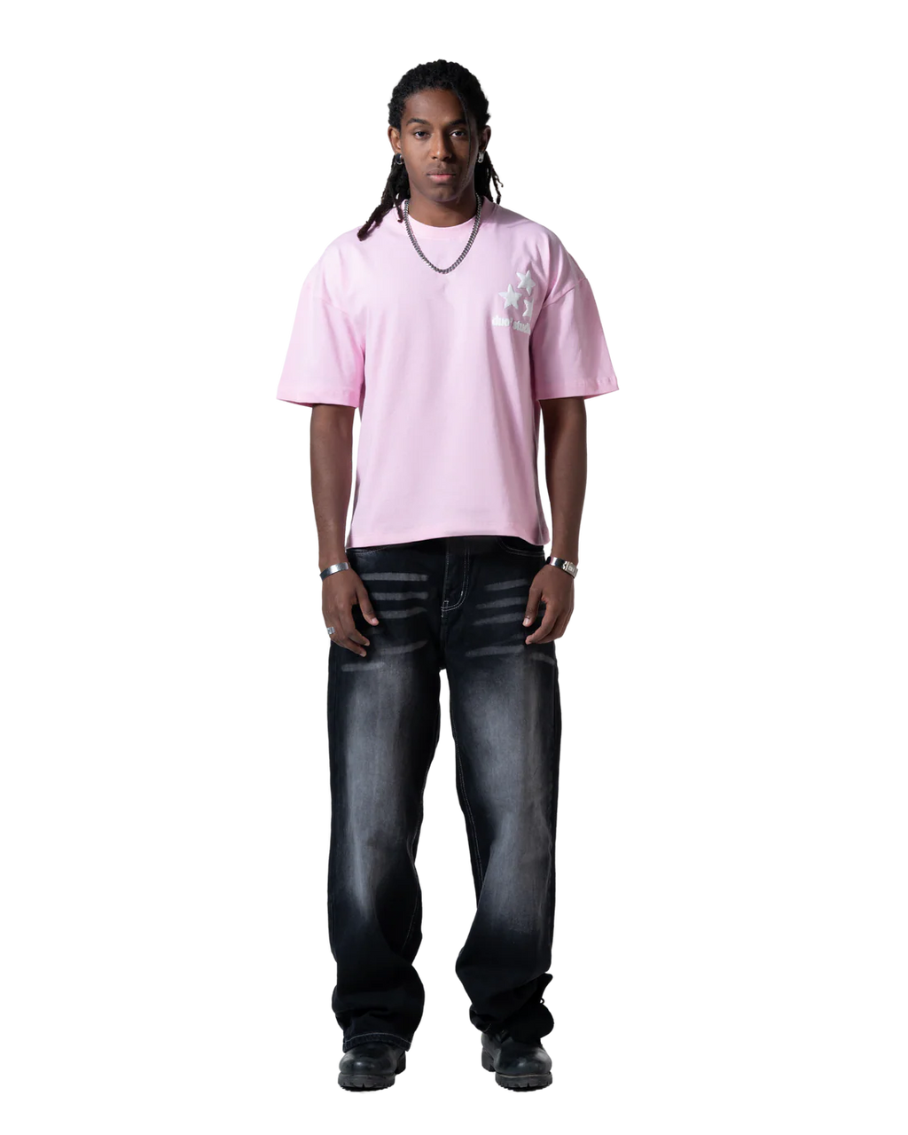 Duo11- Stars Printed T-shirt- Pink