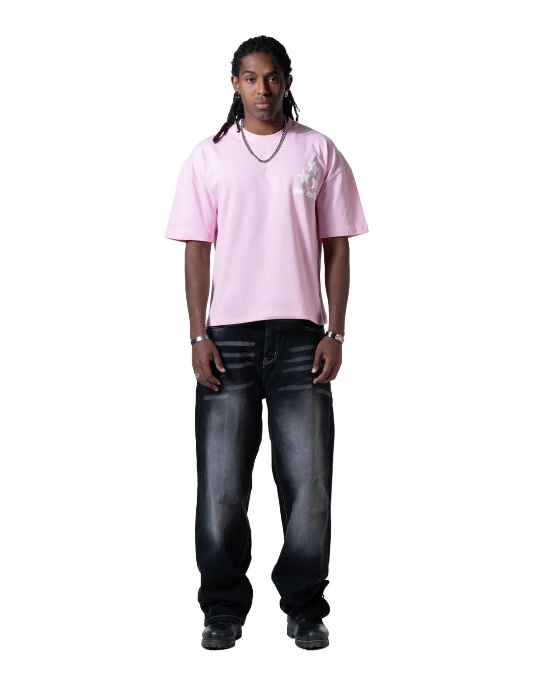 Duo11- Stars Printed T-shirt- Pink