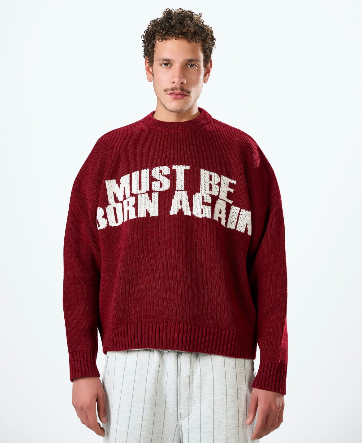 kracked-  knitted sweater - Red