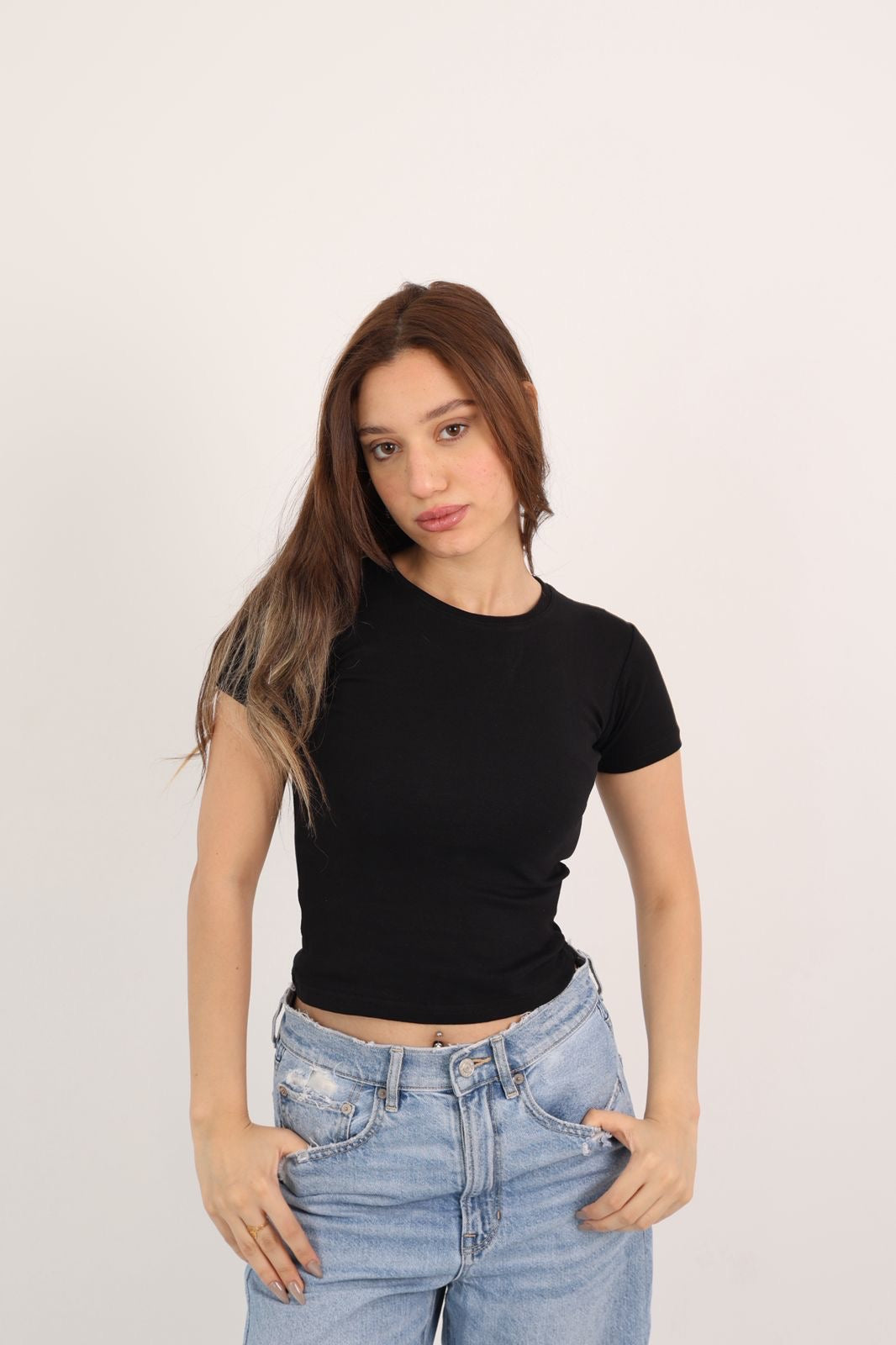 Khayal- Baby Tee- Black