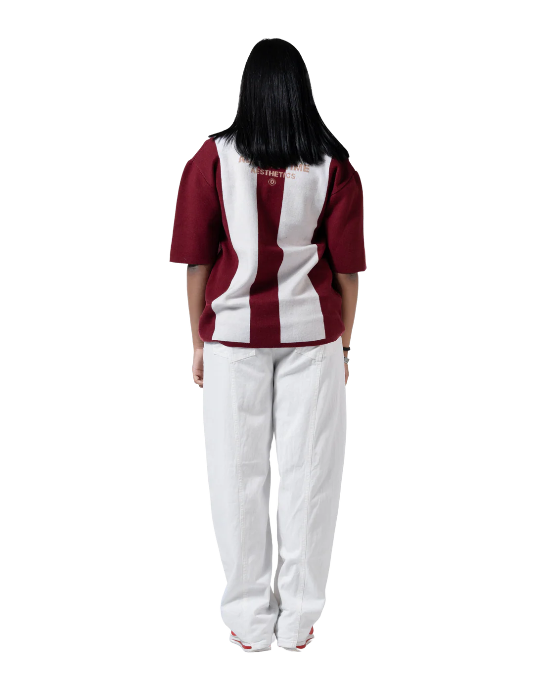 Duo11- Striped Knitted Polo- Red