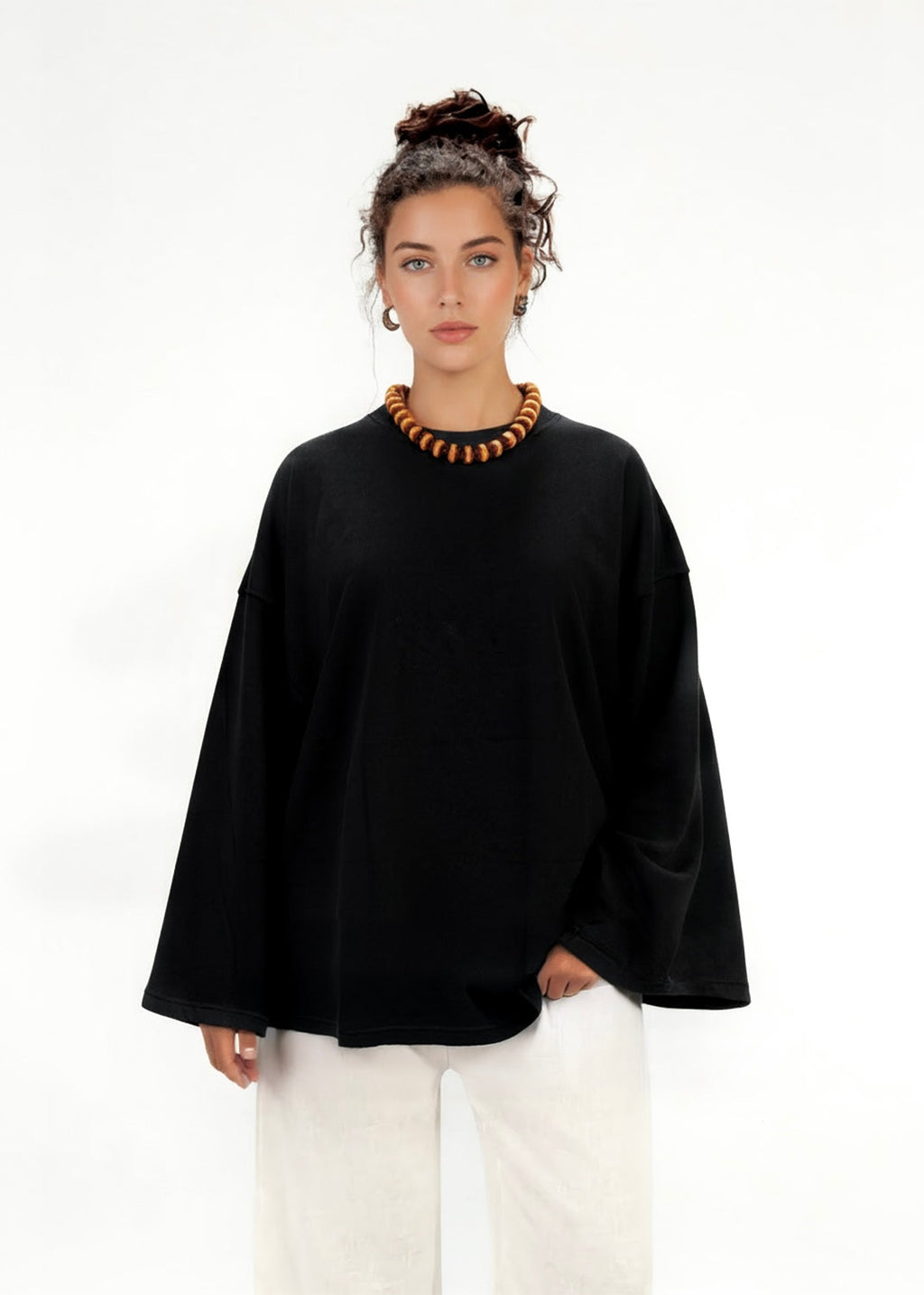 NASHWA DESIGNS-BLACK WINTER LONG SLEEVE TEE