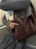 HELIO- CROCO BAG BROWN
