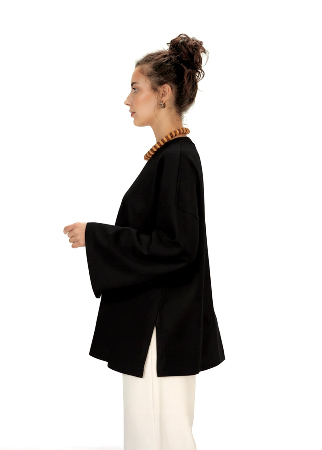 NASHWA DESIGNS-BLACK WINTER LONG SLEEVE TEE