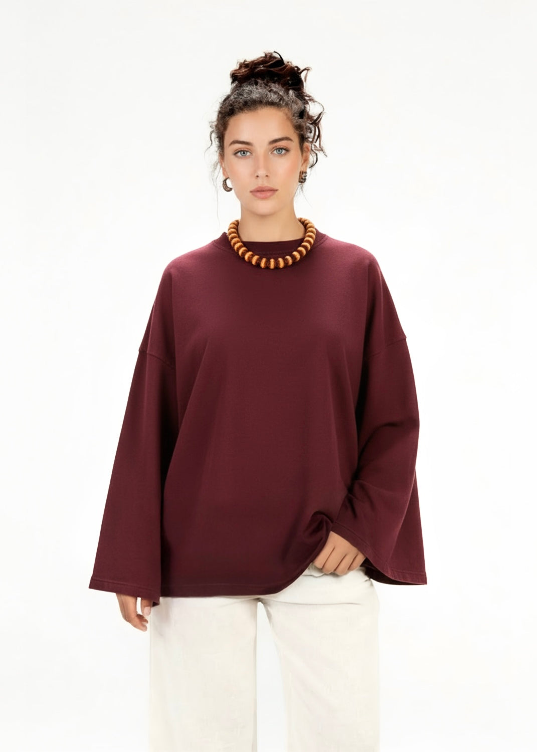 NASHWA DESIGNS-BURGUNDY WINTER LONG SLEEVE TEE