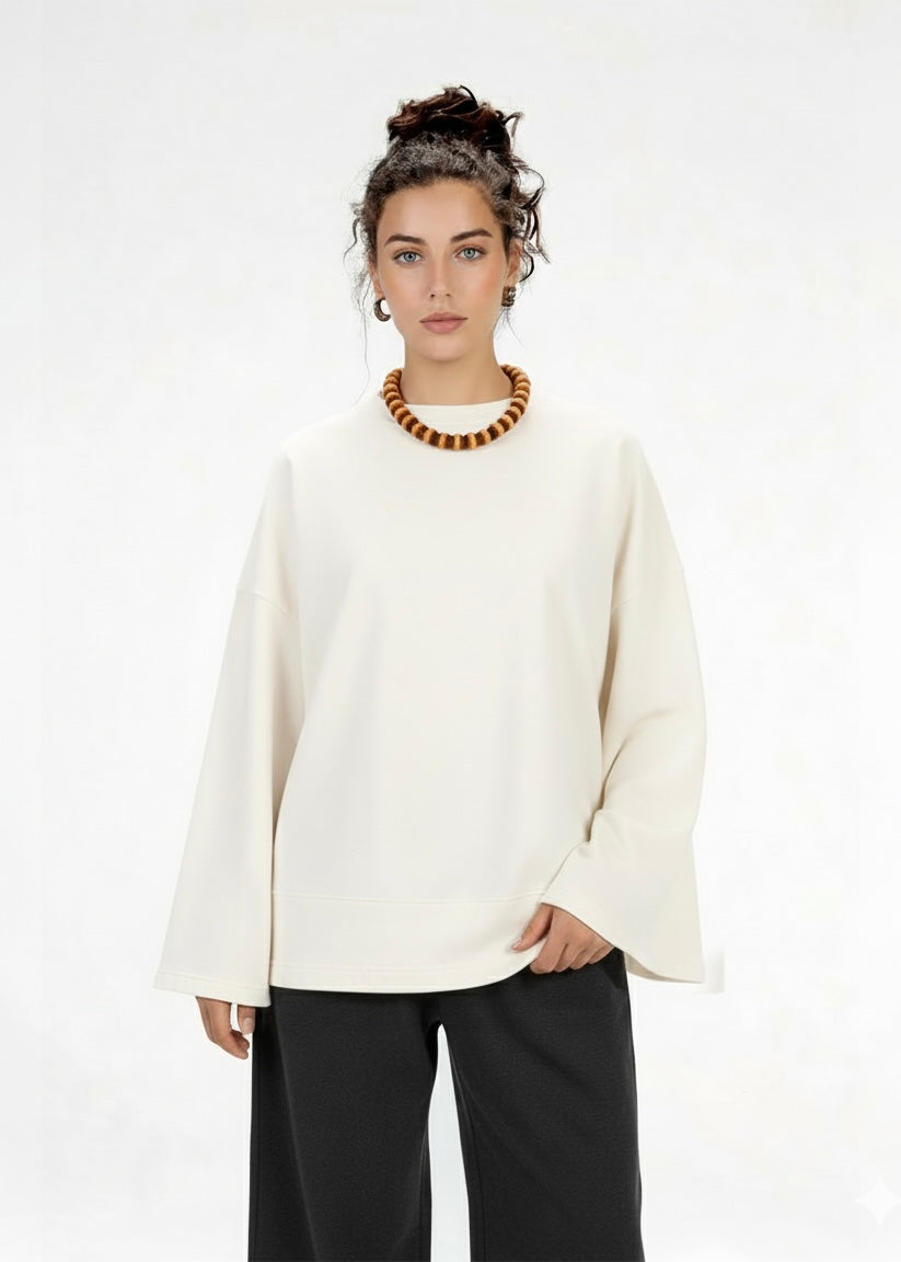 NASHWA DESIGNS-OFF-WHITE WINTER LONG SLEEVE TEE
