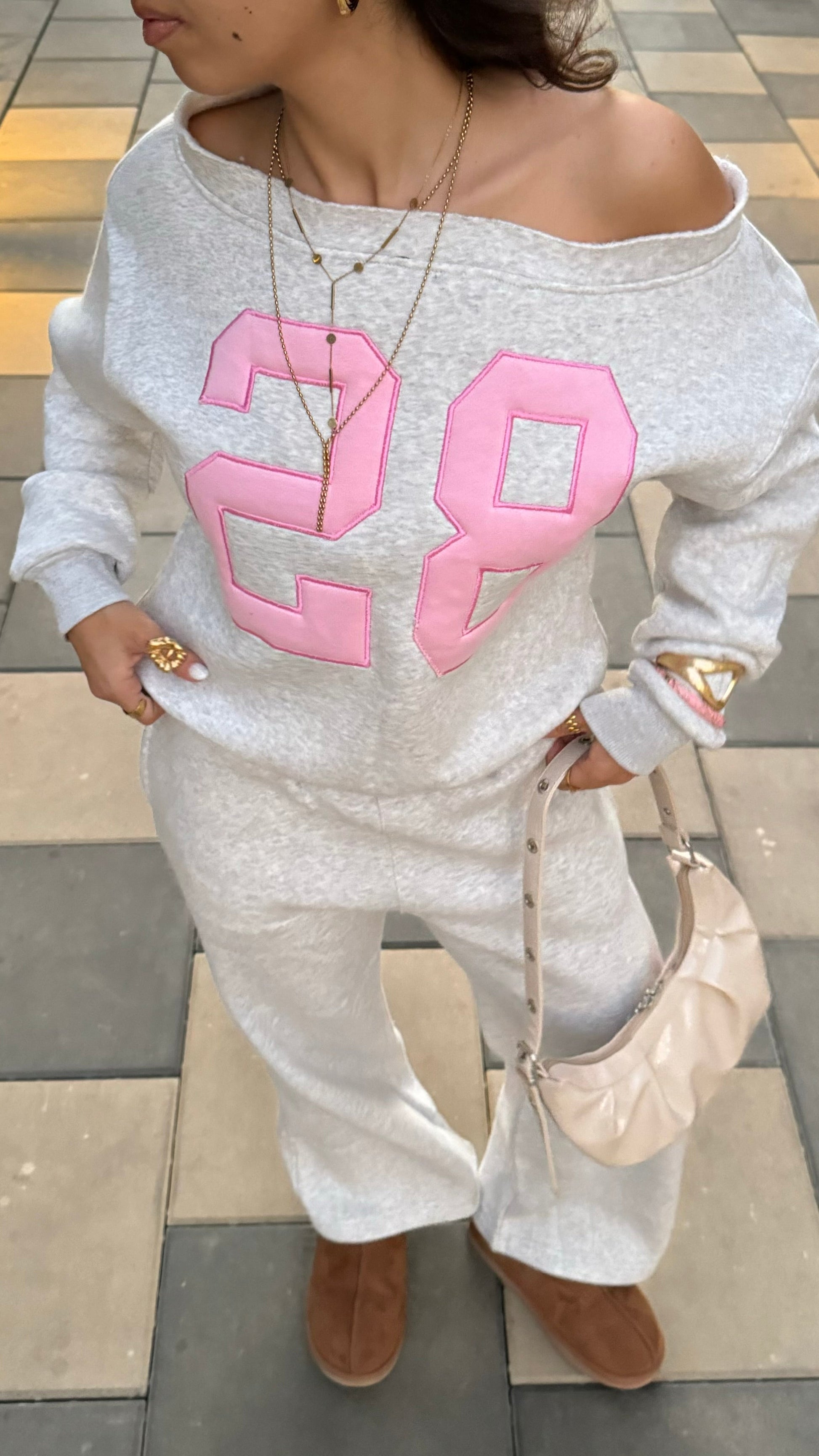 sofico-28 off-shoulder sweater - grey