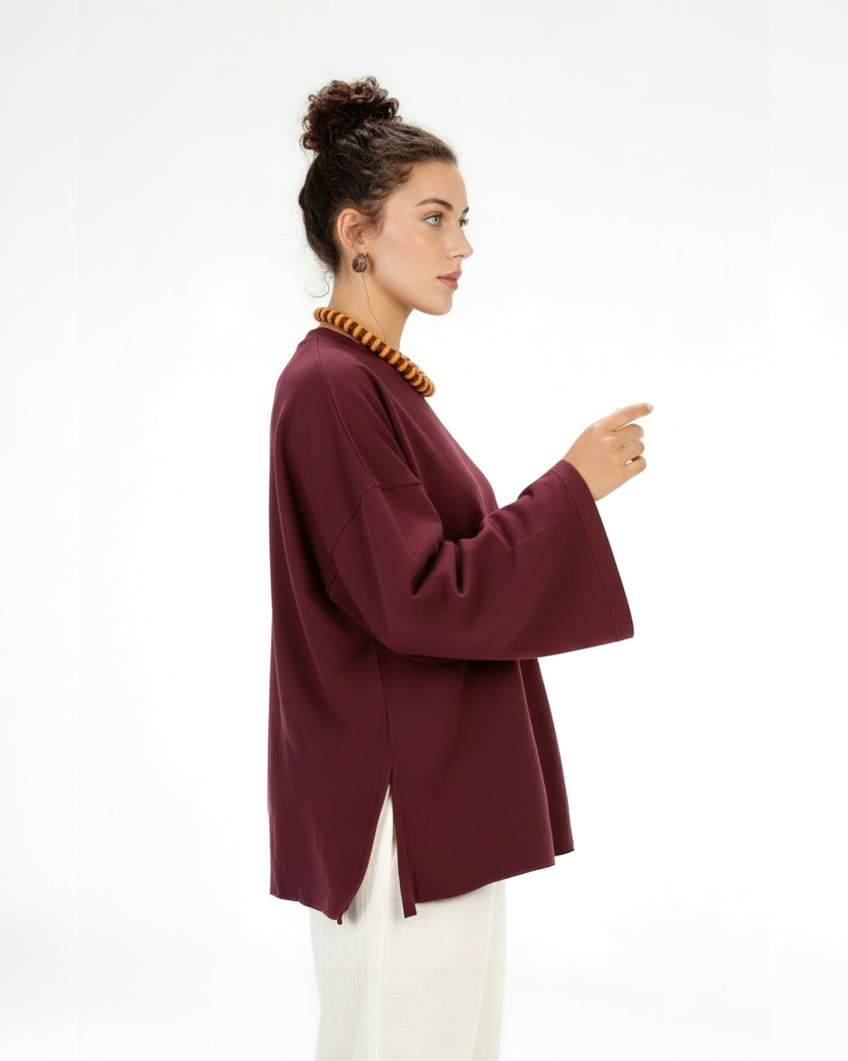 NASHWA DESIGNS-BURGUNDY WINTER LONG SLEEVE TEE