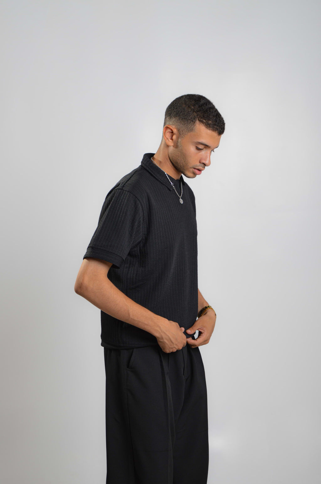 Gilded- Black Ripped Polo