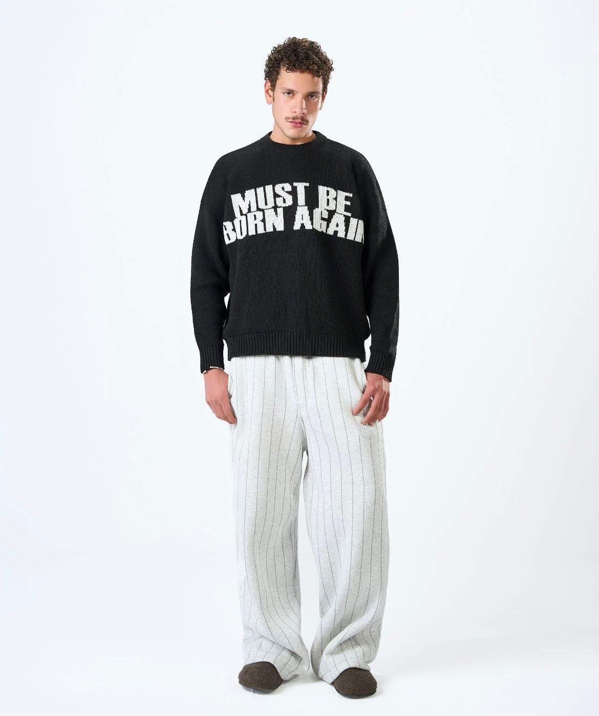 kracked-  knitted sweater - Black