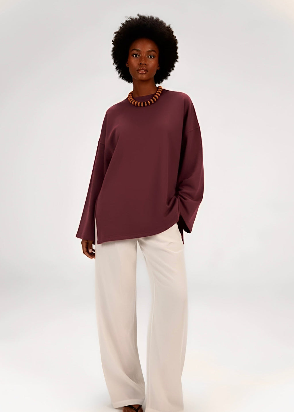 NASHWA DESIGNS-BURGUNDY WINTER LONG SLEEVE TEE