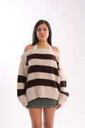 SOFICO - knitted off-shoulder - brown