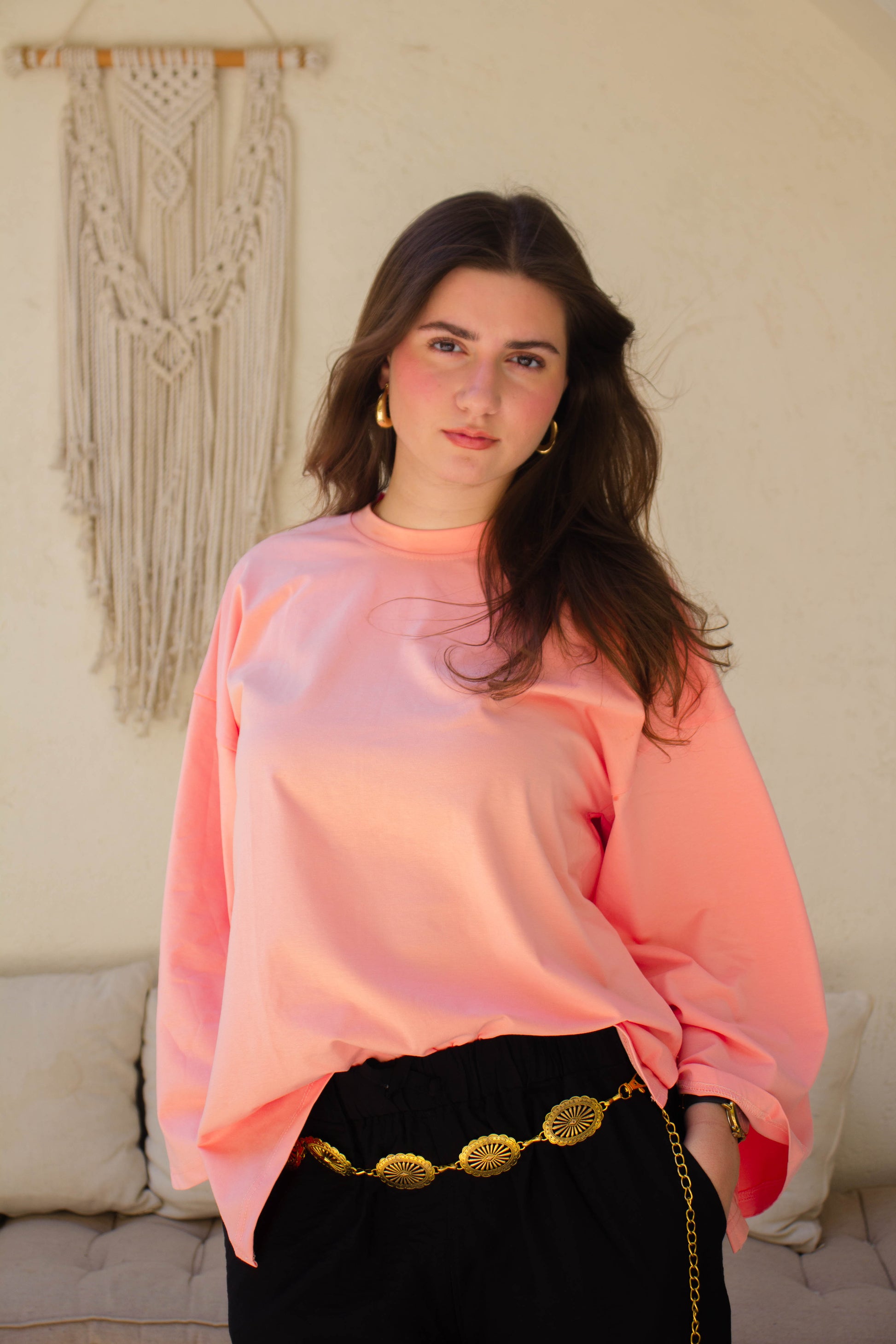 NashwaDesigns- Basic Long Sleeve Tshirt- Peach