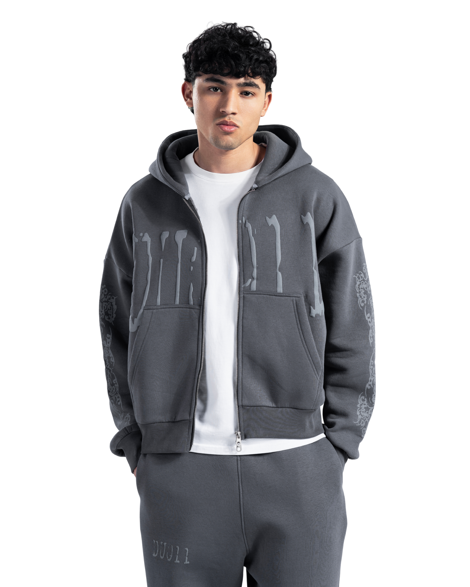 DUO11 - Mother Of Pearl Zipper  - Dark grey