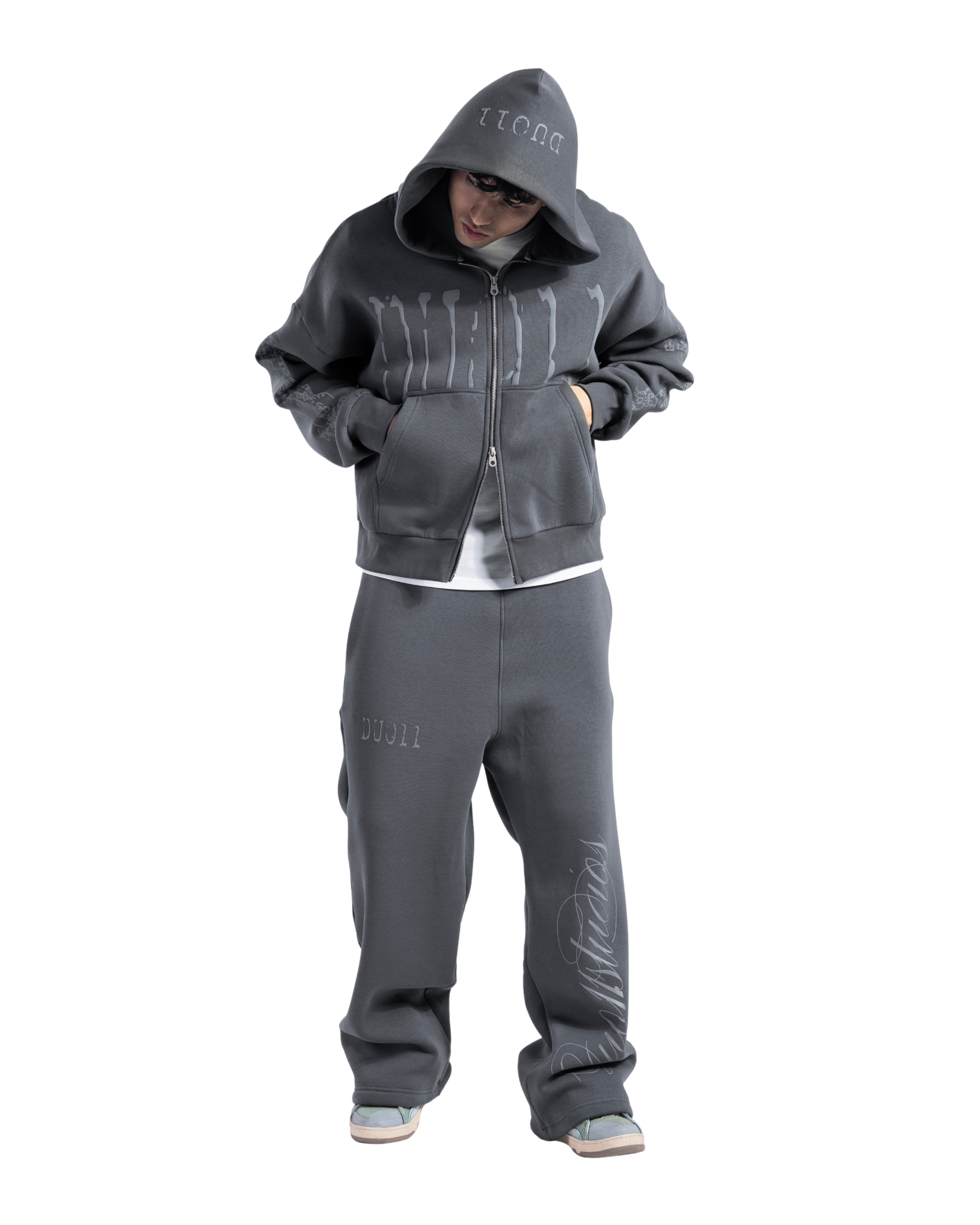 DUO11 - Mother Of Pearl Zipper  - Dark grey