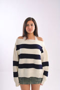 SOFICO - knitted off-shoulder - navy