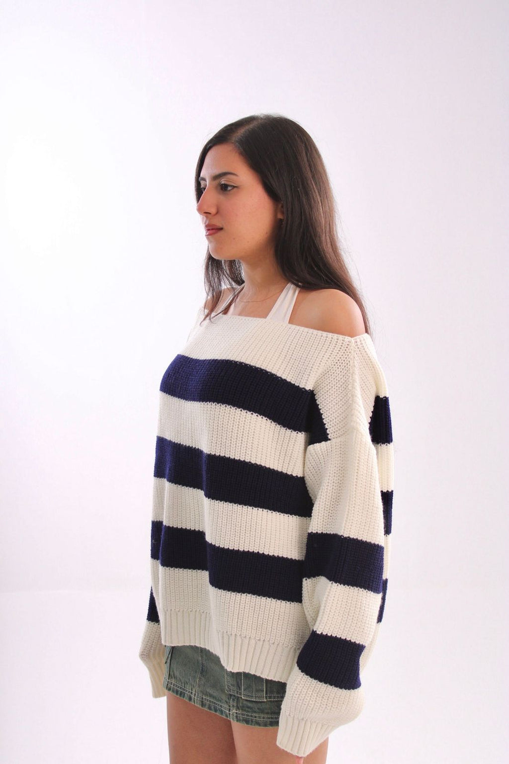 SOFICO - knitted off-shoulder - navy