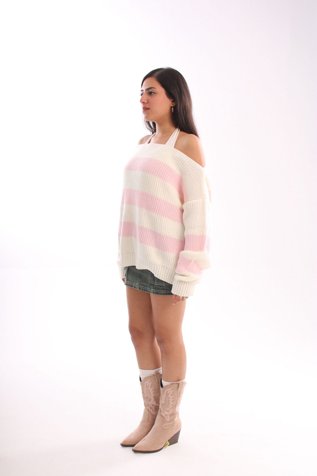 SOFICO - knitted off-shoulder - pink