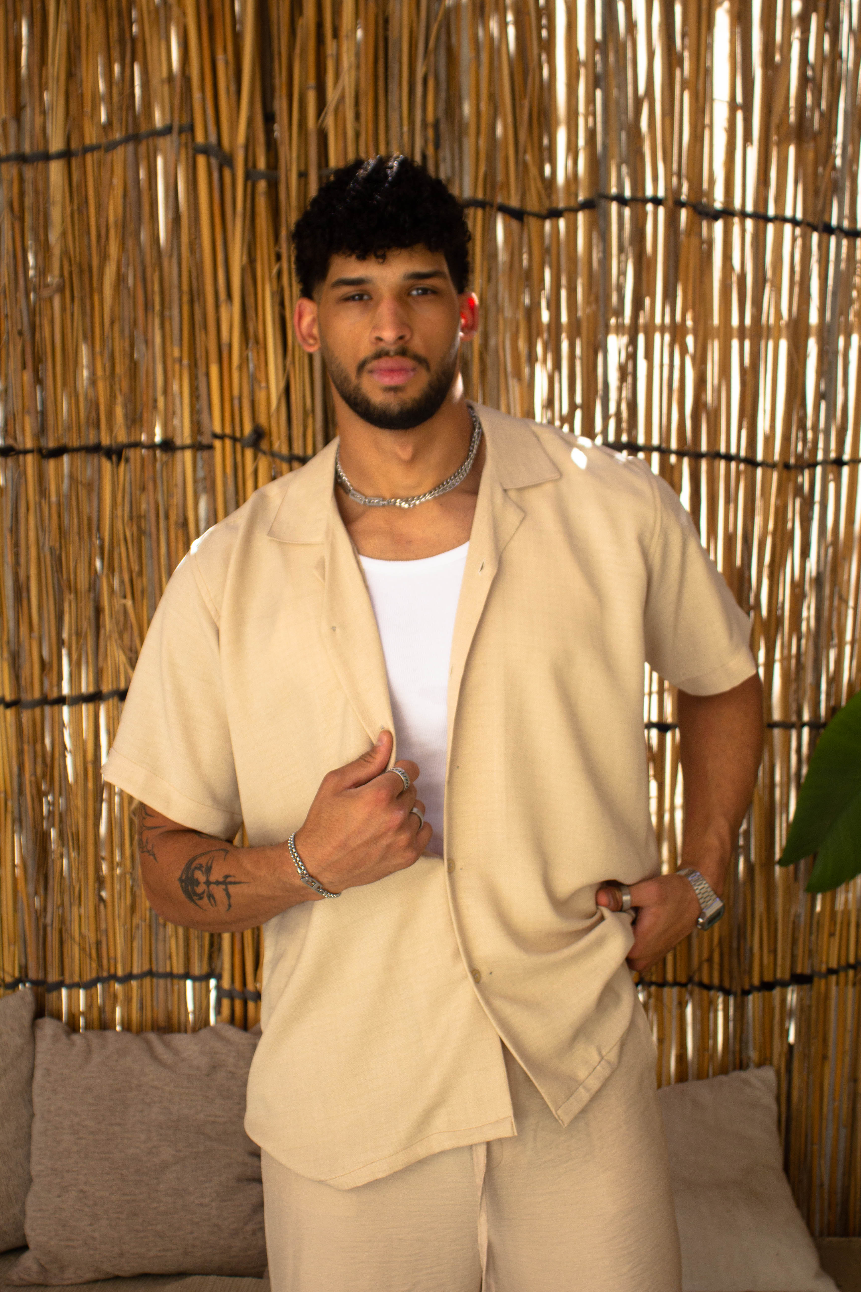 NashwaDesigns- Linen Shirt- Beige
