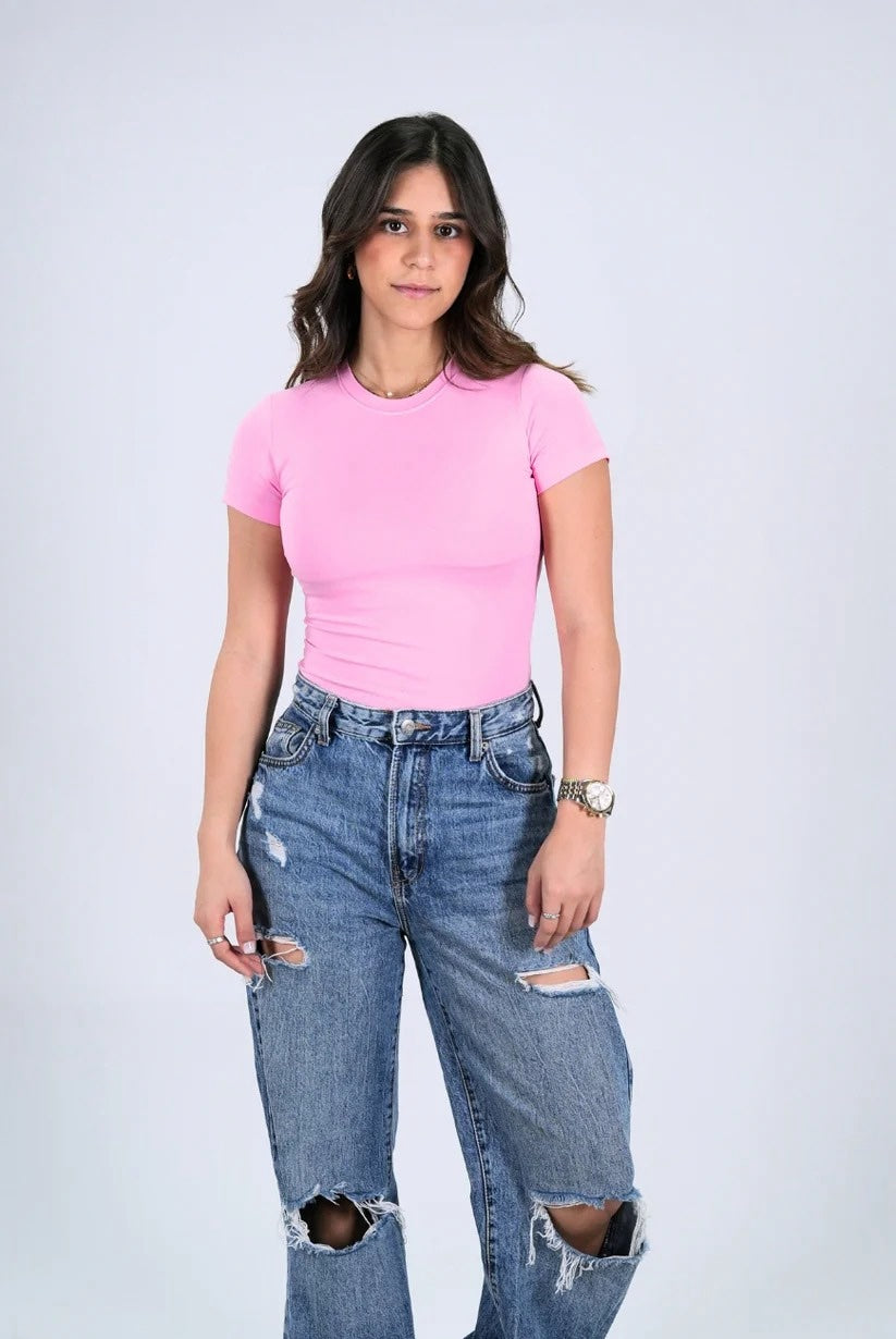 Short Sleeved Top - Pink