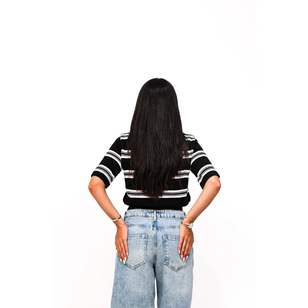 Flacko- Striped Polo  - Black