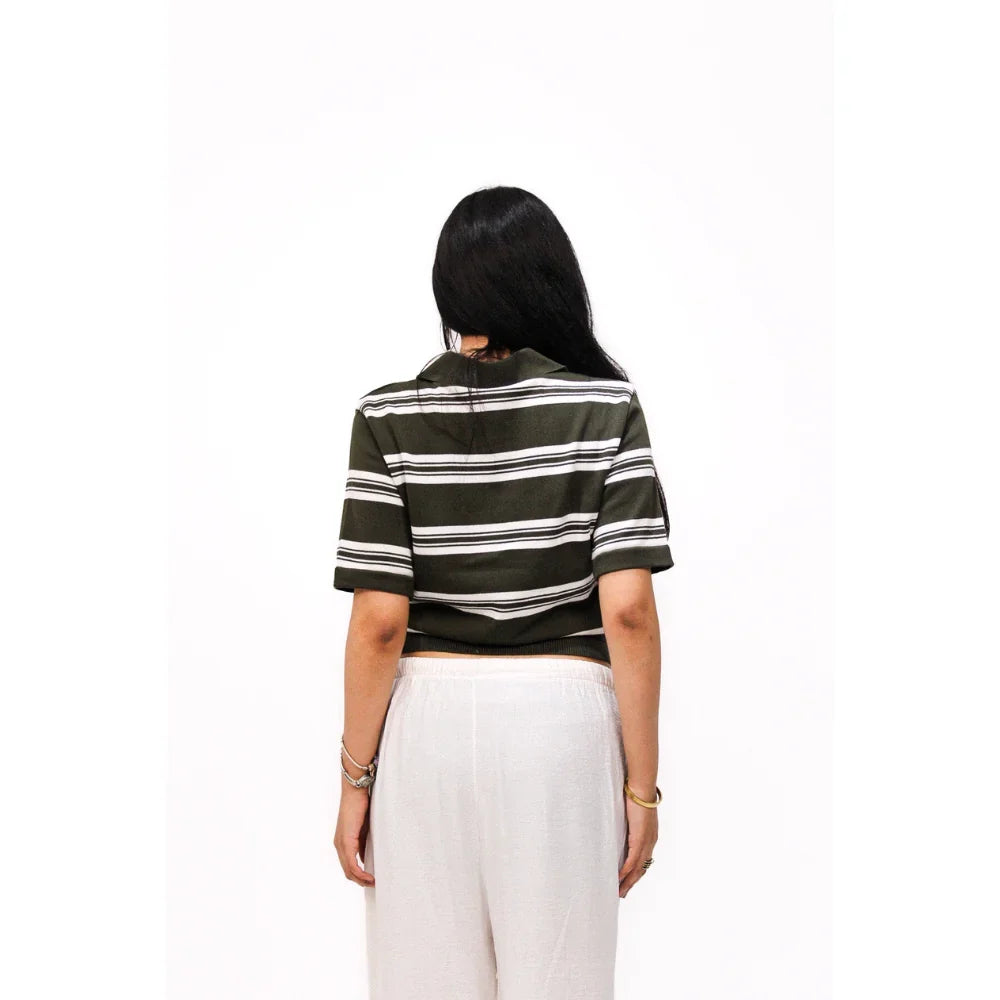 Flacko- Striped Polo  - Olive