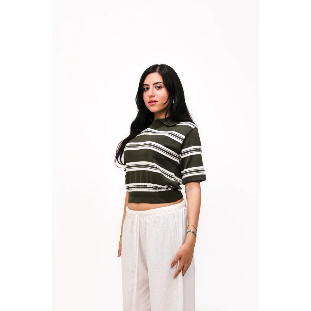 Flacko- Striped Polo  - Olive